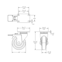 31-SPD4-1 MODULAR SOLUTIONS ALUMINUM CASTER<br>4" SWIVEL TOP PLATE W/BRAKE